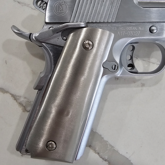 Stainless Steel 1911 full size grips Round Top