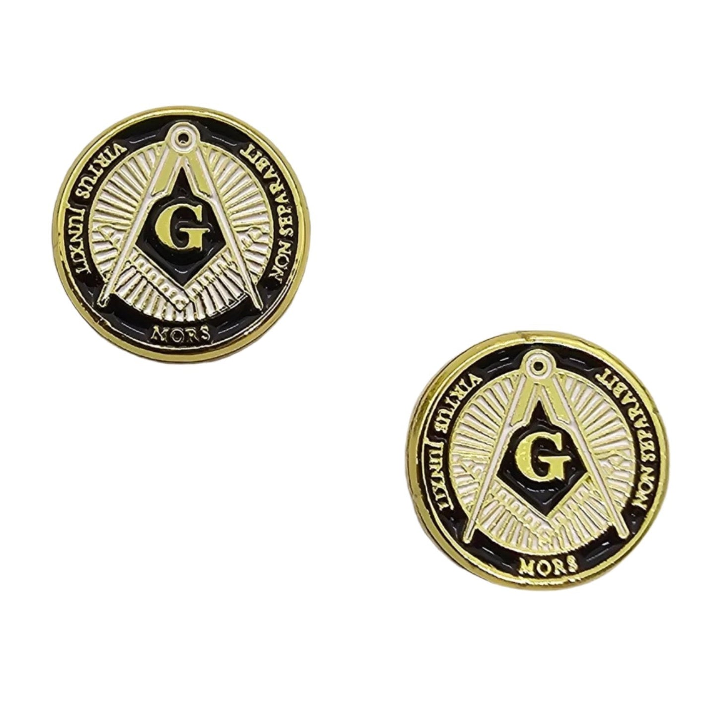 2 x Masonic GRIP MEDALLIONS Real Gold Plated 13 MM