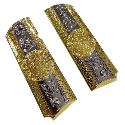 1911 FULL SIZE GOVERNMENT GRIPS 2 TONES GOLD Nickel #T-T3292