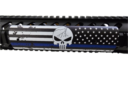 Combo AR15/M4 Custom Aluminum Grip and Picatinny Rail Cover Blue Line