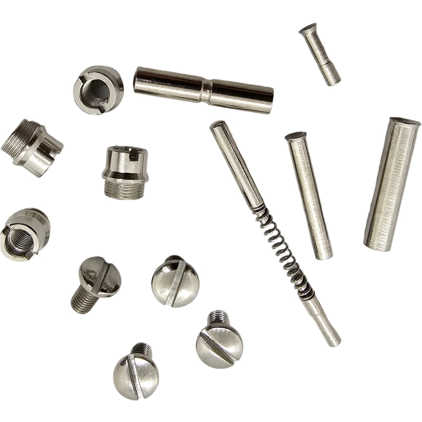 Polished Nickel 1911 Screws, Pins, and Bushings Set - All 1911 Makes and Models