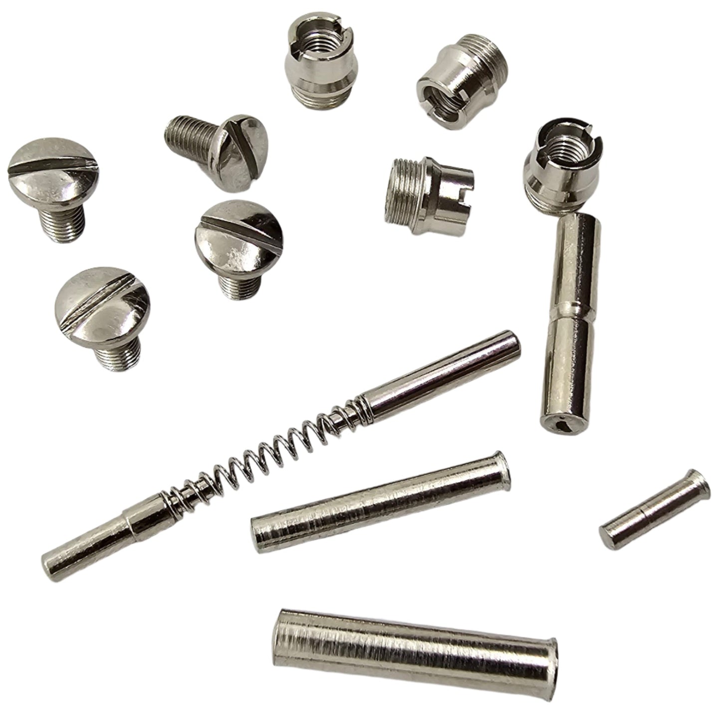 Polished Nickel 1911 Screws, Pins, and Bushings Set - All 1911 Makes and Models