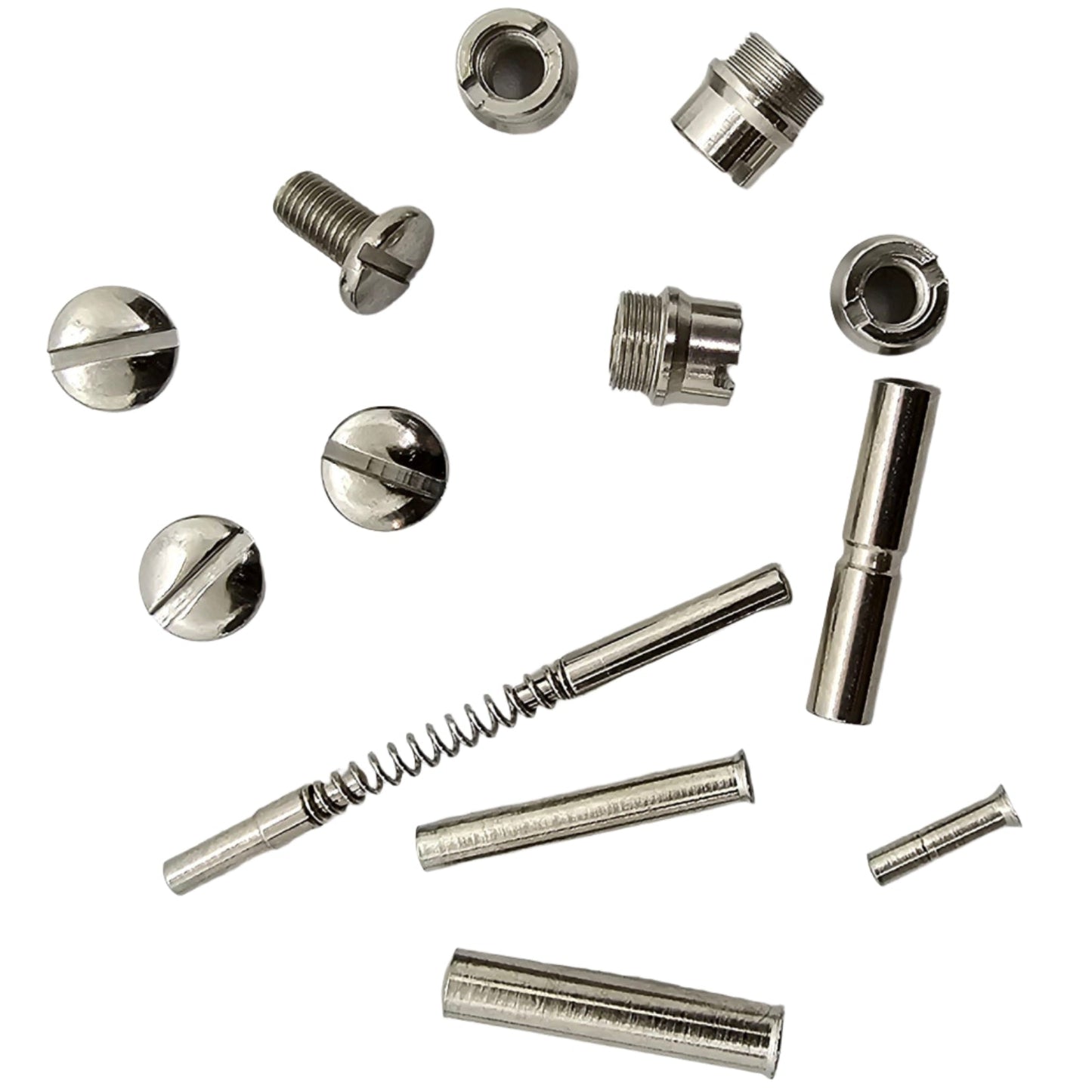 Polished Nickel 1911 Screws, Pins, and Bushings Set - All 1911 Makes and Models