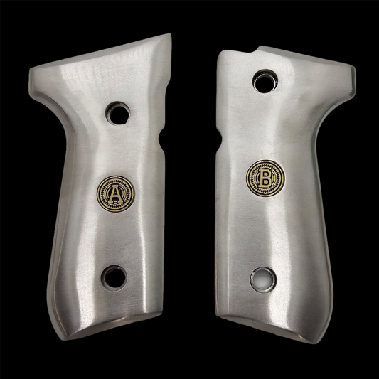 Stainless Steel Beretta GRIPS 92/96 Series 92F, 92FS, M9, 96 Round Top (Your Initials)