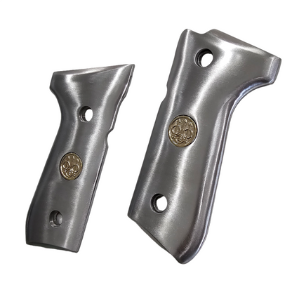 Stainless Steel Beretta GRIPS 92/96 Series 92F, 92FS, M9, 96 Round Top Gold Medallion