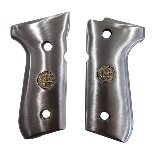 Stainless Steel Beretta GRIPS 92/96 Series 92F, 92FS, M9, 96 Round Top Gold Medallion