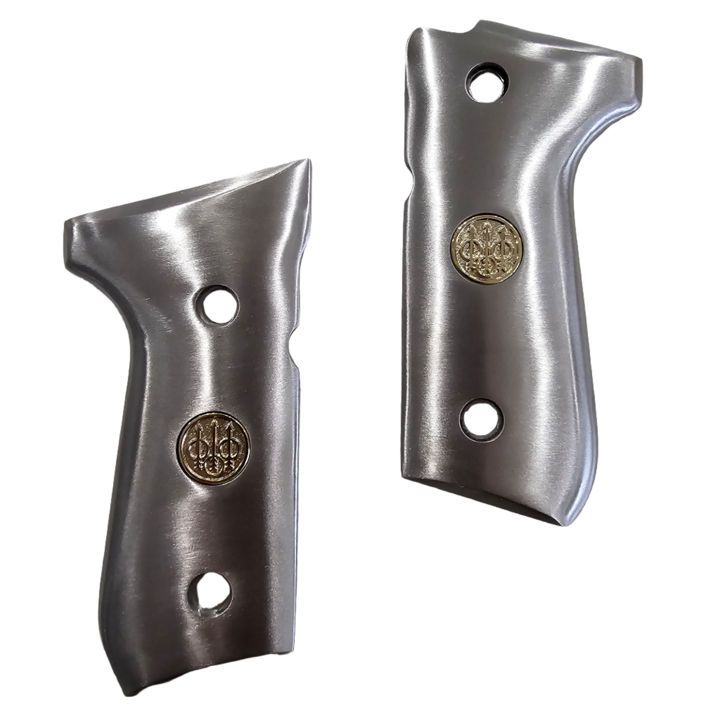 Stainless Steel Beretta GRIPS 92/96 Series 92F, 92FS, M9, 96 Round Top Gold Medallion