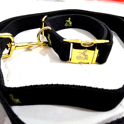 Custom Tactical Training Collar & Leash Gun Colt Metal hardware Gold Plated