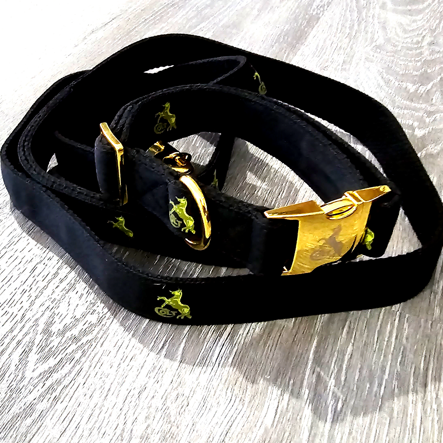 Custom Tactical Training Collar & Leash Gun Colt Metal hardware Gold Plated