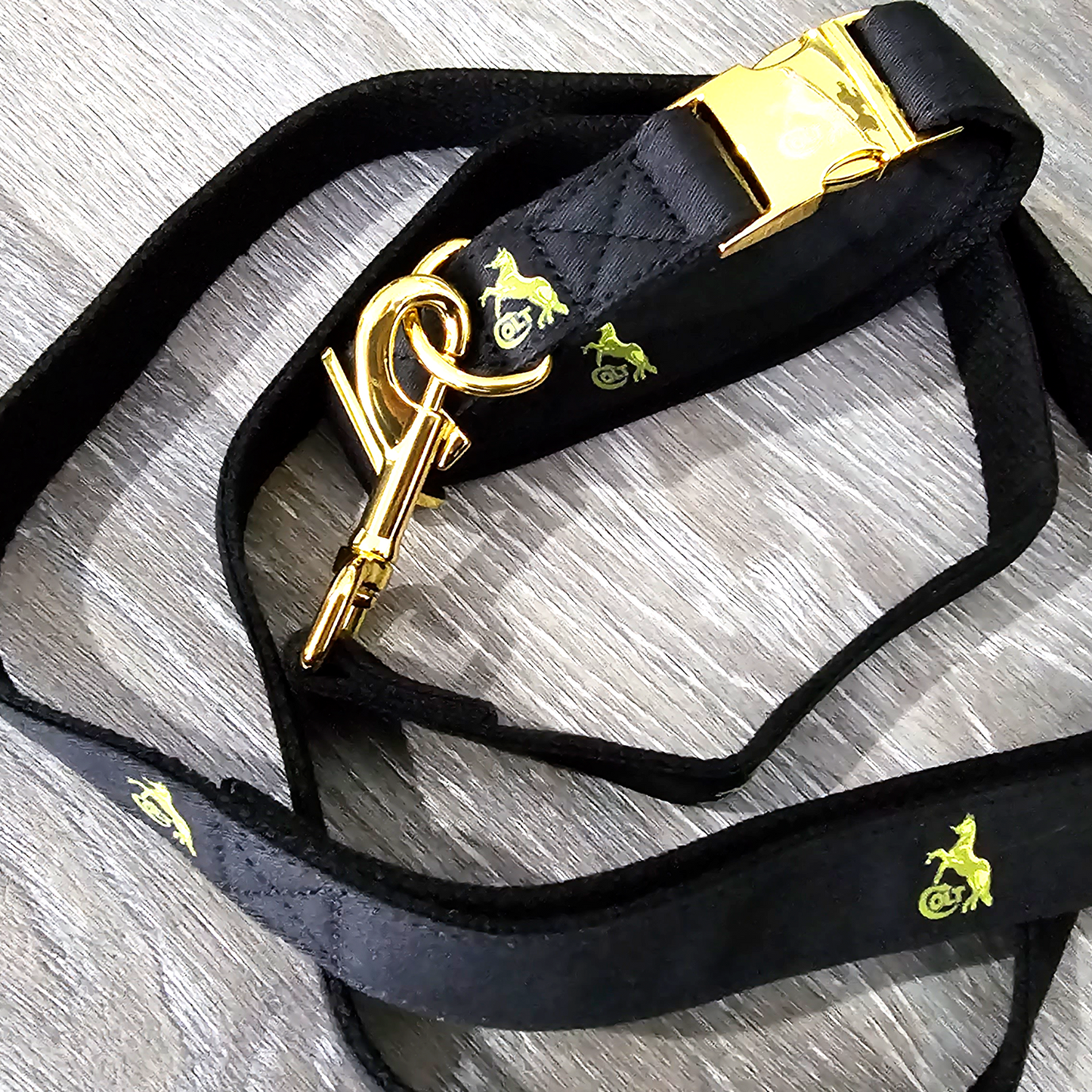 Custom Tactical Training Collar & Leash Gun Colt Metal hardware Gold Plated