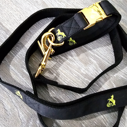 Custom Tactical Training Collar & Leash Gun Colt Metal hardware Gold Plated