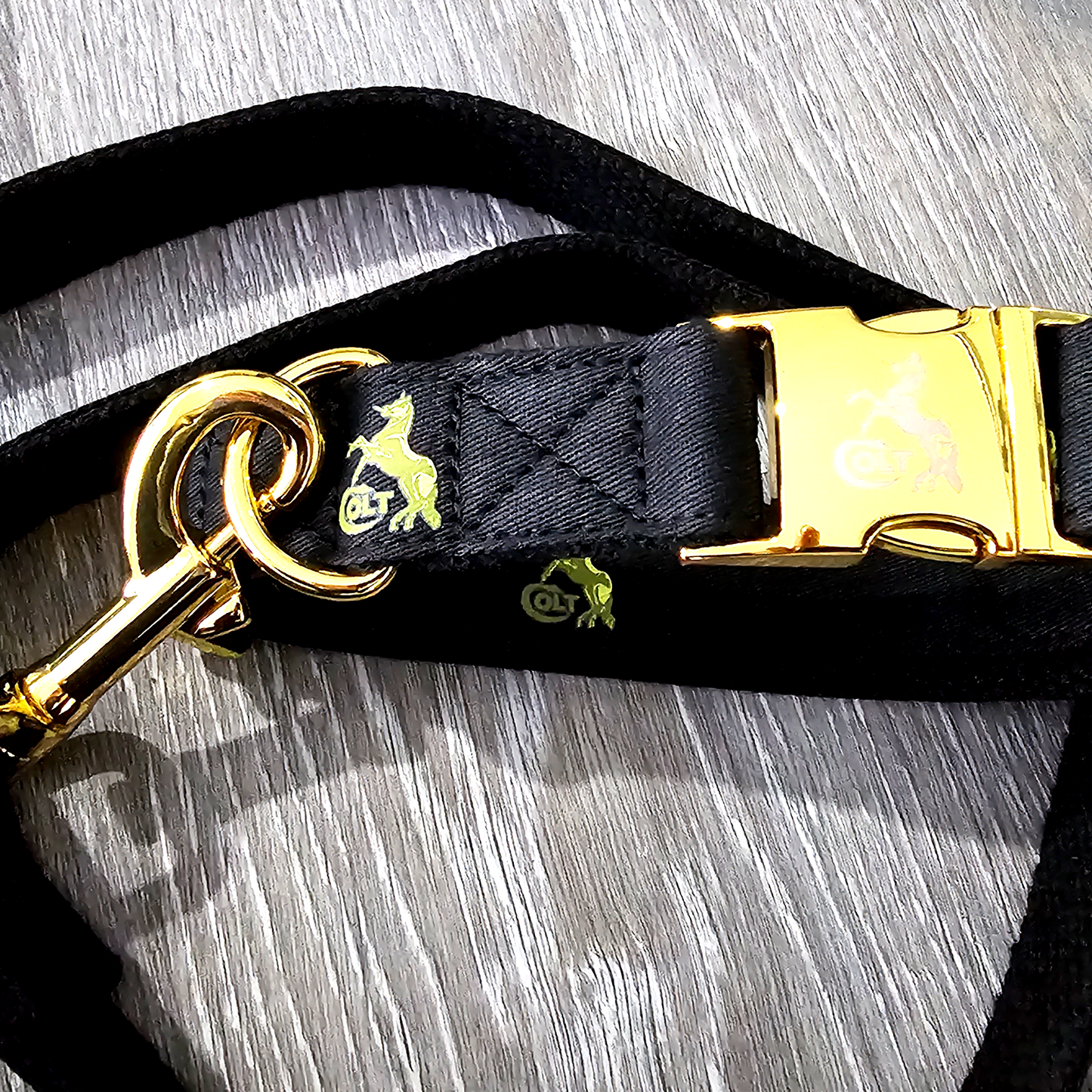 Custom Tactical Training Collar & Leash Gun Colt Metal hardware Gold Plated