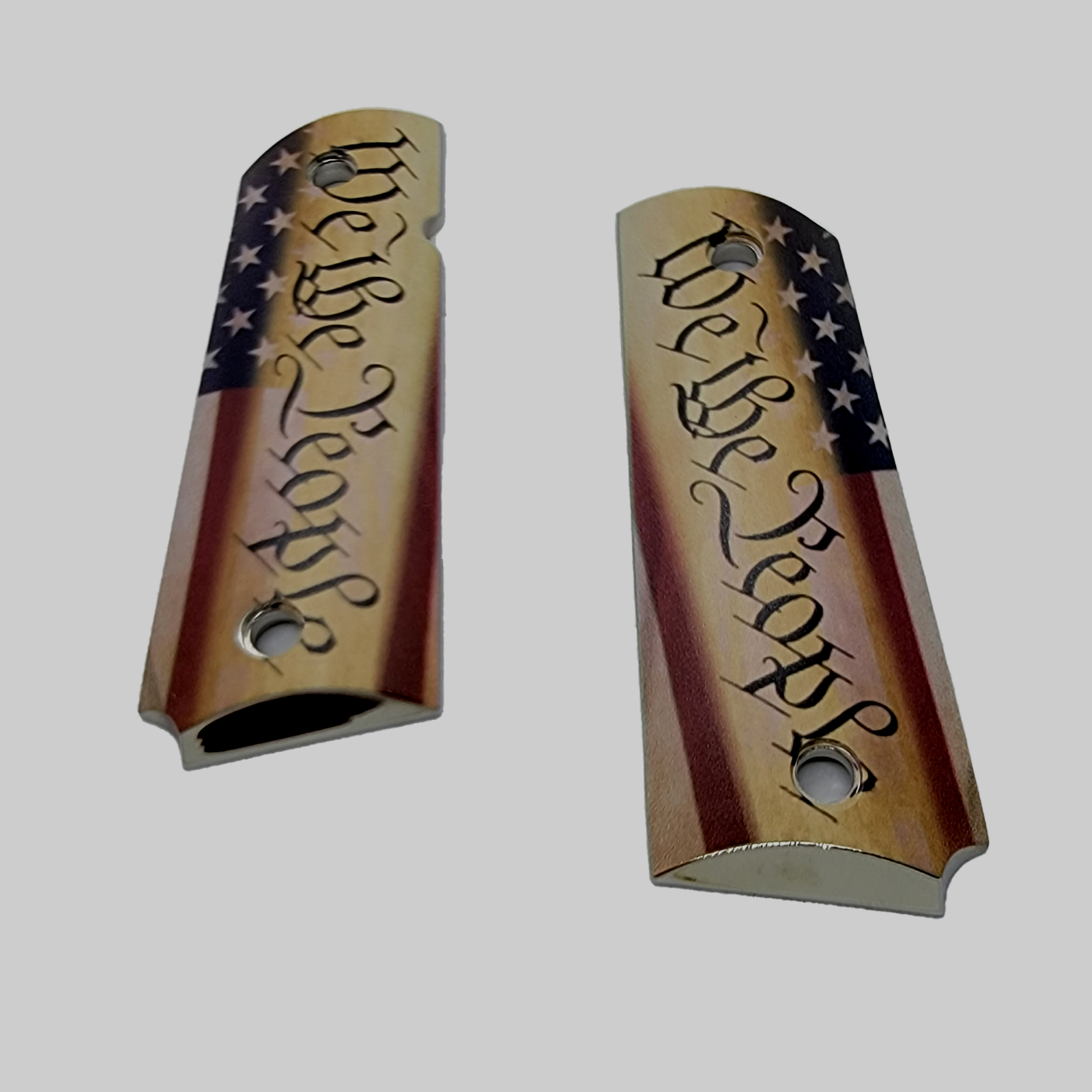 We The People 1911 Full Size Grips Metal Ambi Cut Usa Flag Gold Grips America