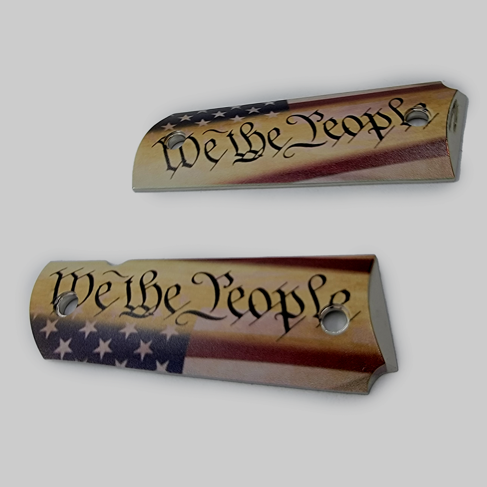 We The People 1911 Full Size Grips Metal Ambi Cut Usa Flag Gold Cander Trade Llc 2917