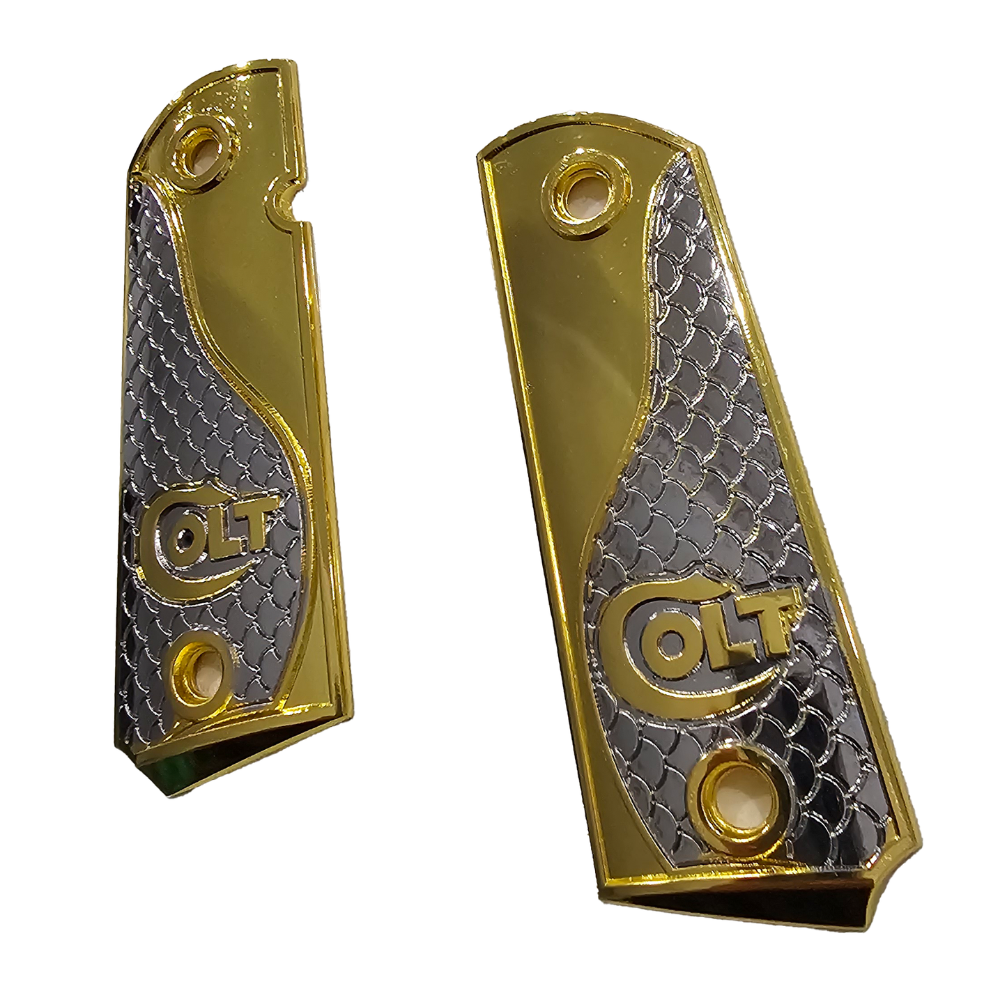 1911 COLT FULL SIZE  Snake Texture With Ambi Cut Nickel Gold (Metal)