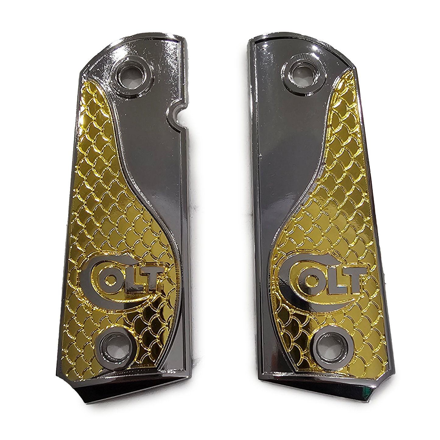 1911 COLT FULL SIZE  Snake Texture With Ambi Cut Gold Nickel (Metal)