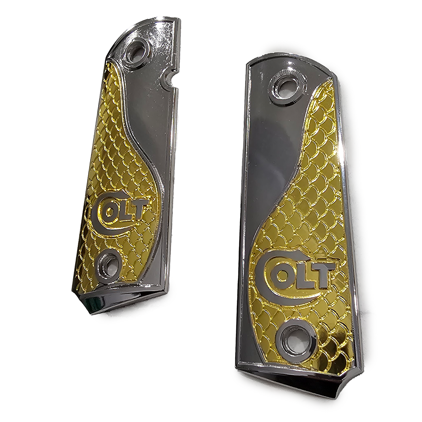 1911 COLT FULL SIZE  Snake Texture With Ambi Cut Nickel Gold (Metal)