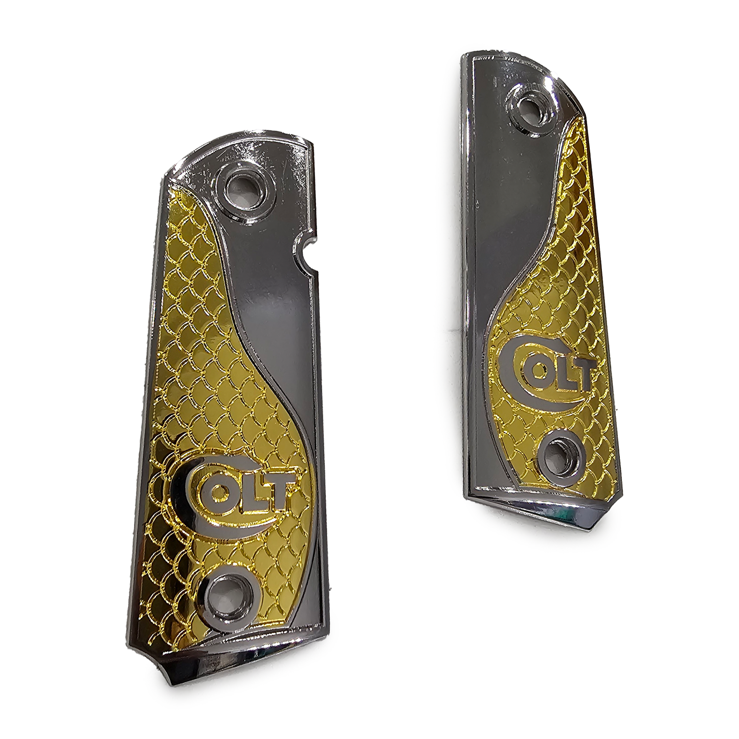 1911 COLT FULL SIZE  Snake Texture With Ambi Cut Gold Nickel (Metal)